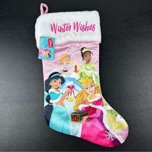 Disney Princess Christmas Stocking Cinderella Tiana Jasmine Aurora Velour Pink